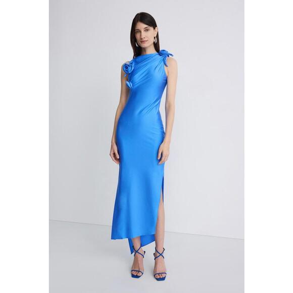 Coperni Blue Asymmetric Flower Gown Size XL